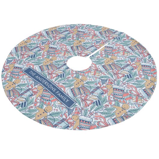 Personalized Hand Dwan Christmas Theme Pattern Fleece Kerstboom Rok (Gekanteld)