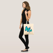 Personalized Hand-painted Blue Butterflies Tote Bag (Voorkant (model))