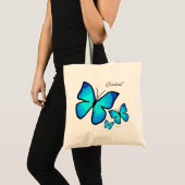 Personalized Hand-painted Blue Butterflies Tote Bag (Voorkant (product))