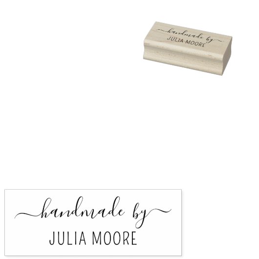 Personalized Handmade By Name Wood Rubberstempel (Gestempeld)