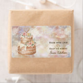 Personalized "Handmade with Love" Pink Beige Cake Etiket (Insitu)