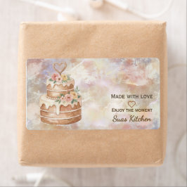 Personalized "Handmade with Love" Pink Beige Cake  Etiket