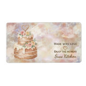 Personalized "Handmade with Love" Pink Beige Cake  Etiket (Voorkant)