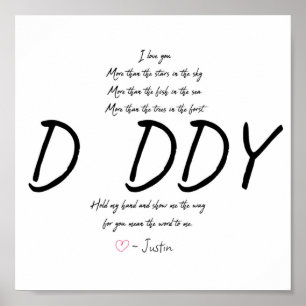Personalized Handprint Dad Daddy Poem Keepsake Poster