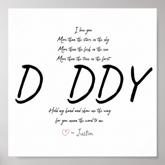 Personalized Handprint Dad Daddy Poem Keepsake Poster (Voorkant)