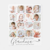 Personalized Handwritten Grandma 16 Foto Hearts Fleece Deken (Voorkant)