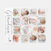 Personalized Handwritten Grandma 16 Foto Hearts Fleece Deken (Voorkant (Horizontaal))