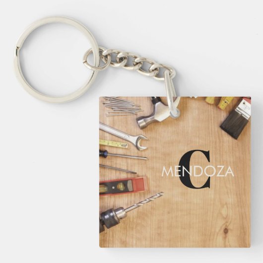 Personalized Handyman Carpenter Custom Name Sleutelhanger (voorkant)