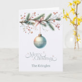 Personalized Hanging Ornament Christmas Card Kaart (Gele Bloem)