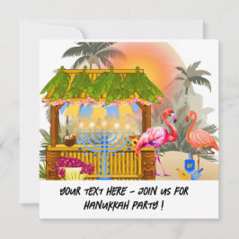 Personalized Hanukkah Card – Beach Theme Tiki Bar  Feestdagenkaart