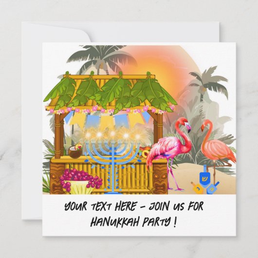 Personalized Hanukkah Card – Beach Theme Tiki Bar  Feestdagenkaart (Voorkant)