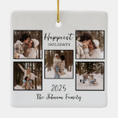 Personalized Happiest Holidays Photos Keramisch Ornament (Achterkant)