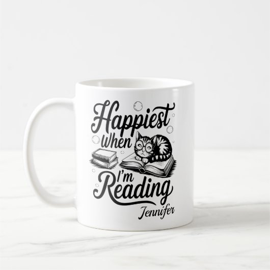 Personalized Happiest When I'm Reading Bookworm Koffiemok (Links)