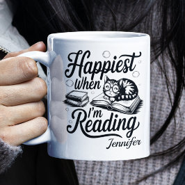 Personalized Happiest When I'm Reading Bookworm Koffiemok