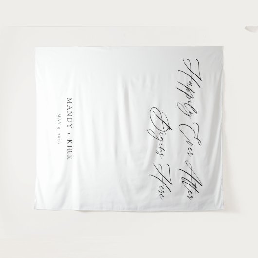 Personalized Happily Ever After Wedding Backdrop Wandkleed (Voorkant (horizontaal))