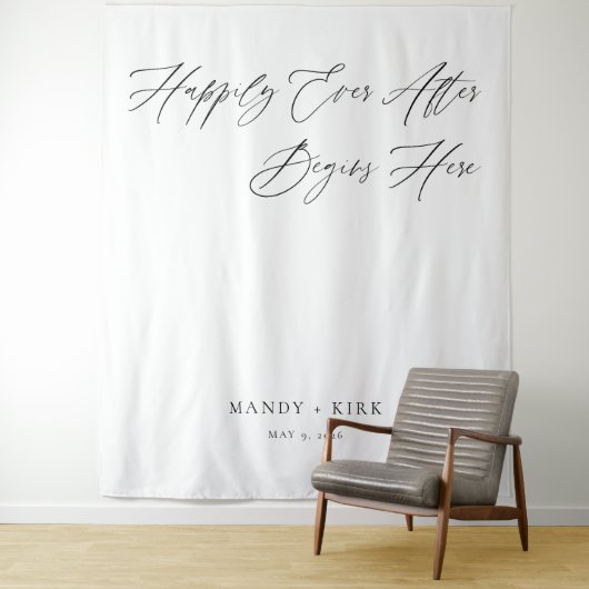 Personalized Happily Ever After Wedding Backdrop Wandkleed (In situ)