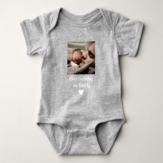 Personalized Happy 1st birthday as my daddy photo  Romper (Voorkant)