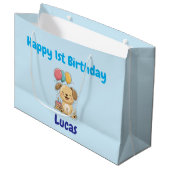 Personalized Happy 1st Birthday Gift Wrap, Puppy, Groot Cadeauzakje (Voorkant Gekanteld)
