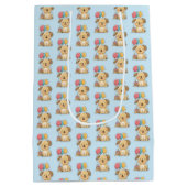 Personalized Happy 1st Birthday Gift Wrap, Puppy, Medium Cadeauzakje (Achterkant)