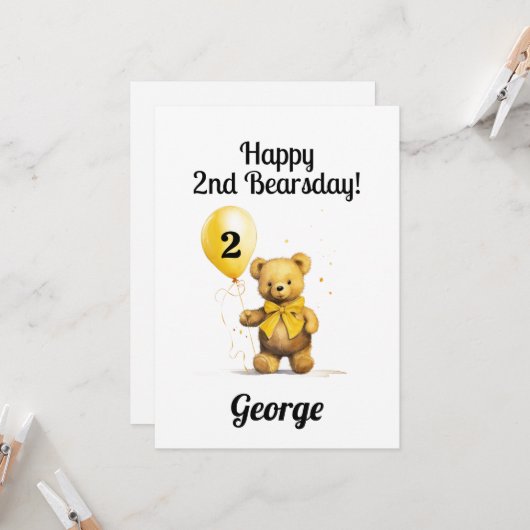 Personalized Happy 2nd Birthday Congratulations Kaart (Voorkant / Achterkant in situ)