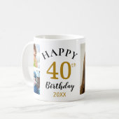 Personalized Happy 40th Birthday 5 Photo Collage  Koffiemok (Voorkant links)
