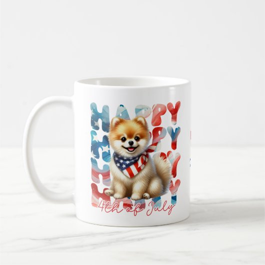 Personalized Happy 4th of July Pomeranian Koffiemok (Links)