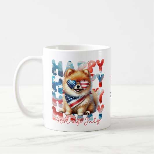 Personalized Happy 4th of July Pomeranian Koffiemok (Links)