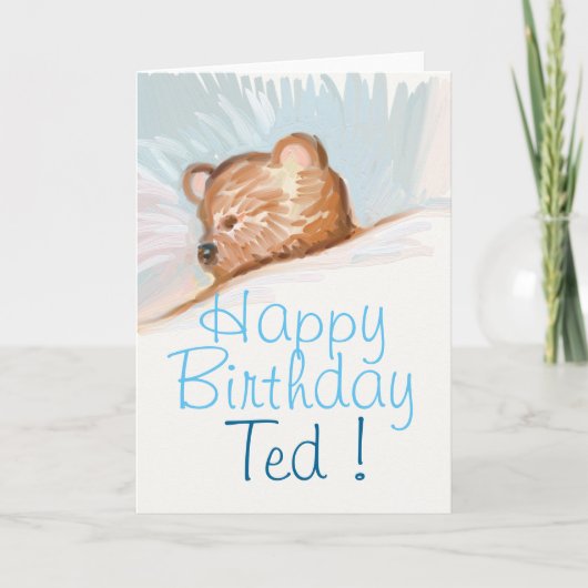 Personalized Happy Birthday card with teddy bear Kaart (Voorkant)