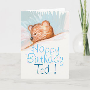 Personalized Happy Birthday card with teddy bear Kaart