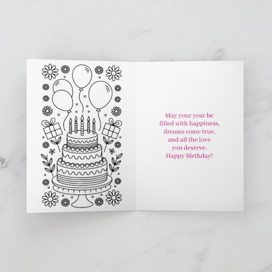 Personalized Happy Birthday | Coloring Page Kaart (Binnen)