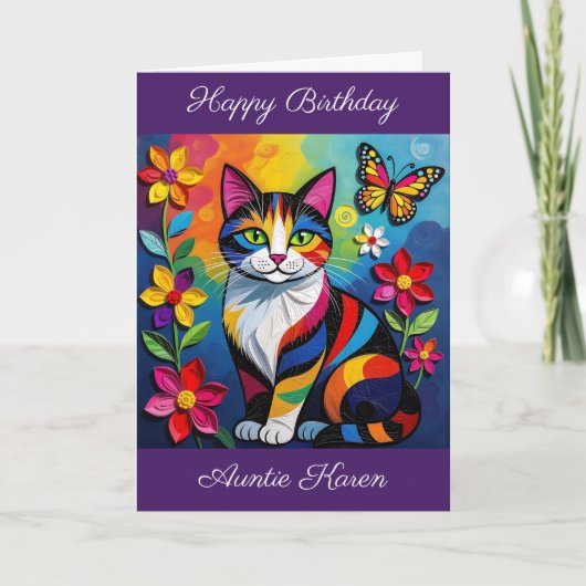 Personalized Happy Birthday for Her | Cute Cat Kaart (Voorkant)