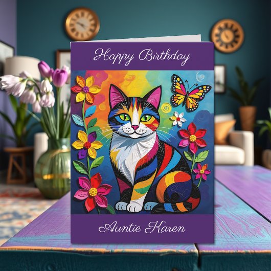 Personalized Happy Birthday for Her | Cute Cat Kaart