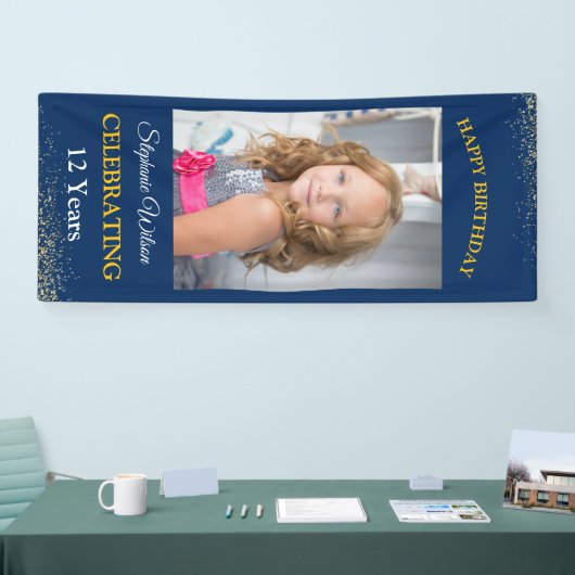 Personalized Happy Birthday Photo Celebration  Spandoek (Beurs)