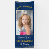 Personalized Happy Birthday Photo Celebration  Spandoek (Verticaal)