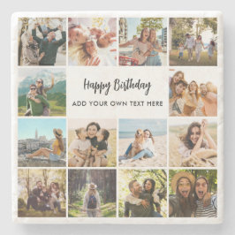 Personalized Happy Birthday Photo Collage Stenen Onderzetter
