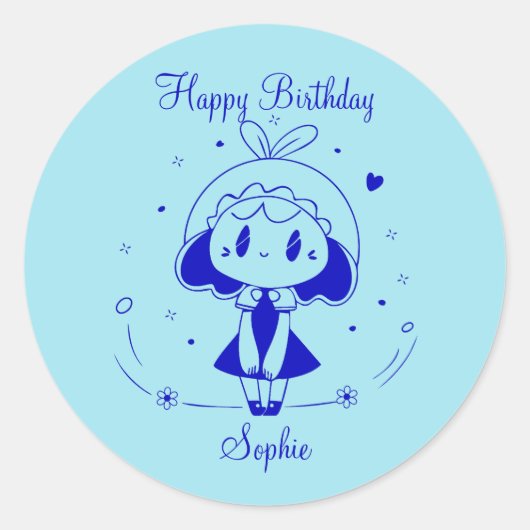 Personalized Happy Birthday Ronde Sticker (Voorkant)