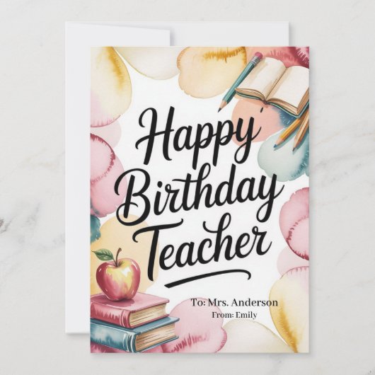 Personalized Happy Birthday Teacher Kaart (Voorkant)