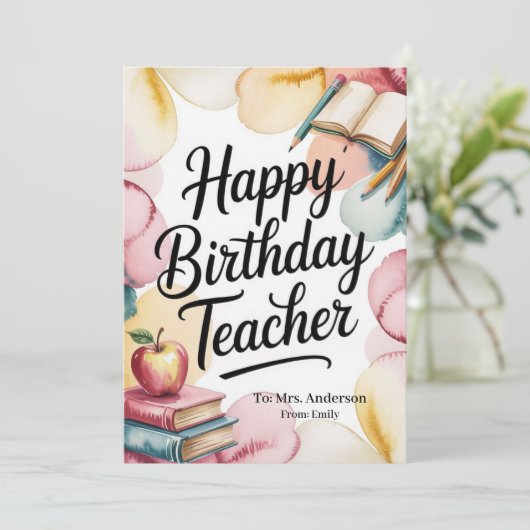 Personalized Happy Birthday Teacher Kaart (Staand voorkant)