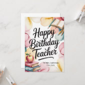 Personalized Happy Birthday Teacher Kaart (Voorkant / Achterkant in situ)