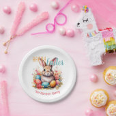 Personalized Happy Easter Bunny Eggs Family Papieren Bordje (Feest)