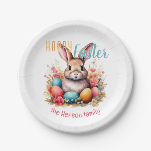 Personalized Happy Easter Bunny Eggs Family Papieren Bordje (Voorkant)