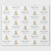 Personalized Happy Easter Bunny Watercolor Cadeaupapier (Vlak)