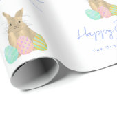 Personalized Happy Easter Bunny Watercolor Cadeaupapier (Rol Hoek)