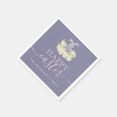 Personalized Happy Easter Cute Bunny Floral Purple Servet (Hoek)