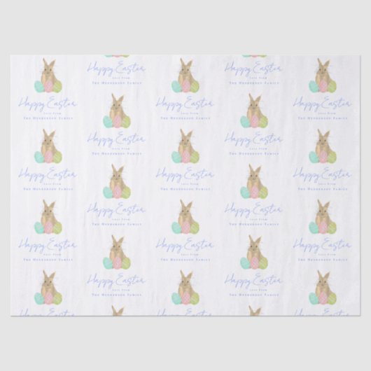 Personalized Happy Easter Cute Bunny Watercolor Tissuepapier (Voorkant)