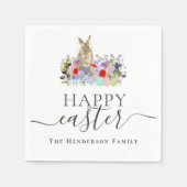 Personalized Happy Easter Cute Bunny Wildflower Servet (Voorkant)