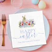 Personalized Happy Easter Cute Bunny Wildflower Servet