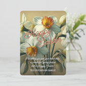Personalized Happy Easter Daffodil Floral Card Feestdagenkaart (Staand voorkant)