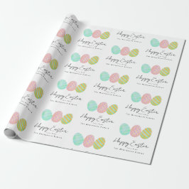 Personalized Happy Easter Eggs Watercolor Cadeaupapier