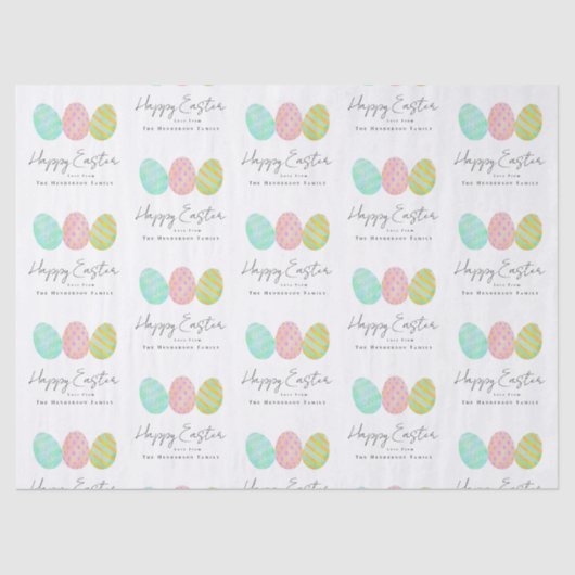 Personalized Happy Easter Eggs Watercolor Tissuepapier (Voorkant)